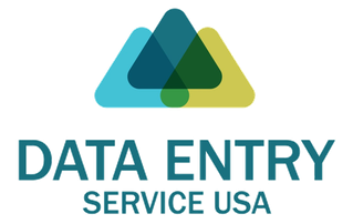 Logo for Data Entry Service USA with turquoise and teal triangular shapes above the company name 'DATA ENTRY SERVICE USA'.